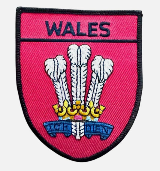 Wales Welsh Ich Dien Prince of Wales Feathers Shield embroidered patch
