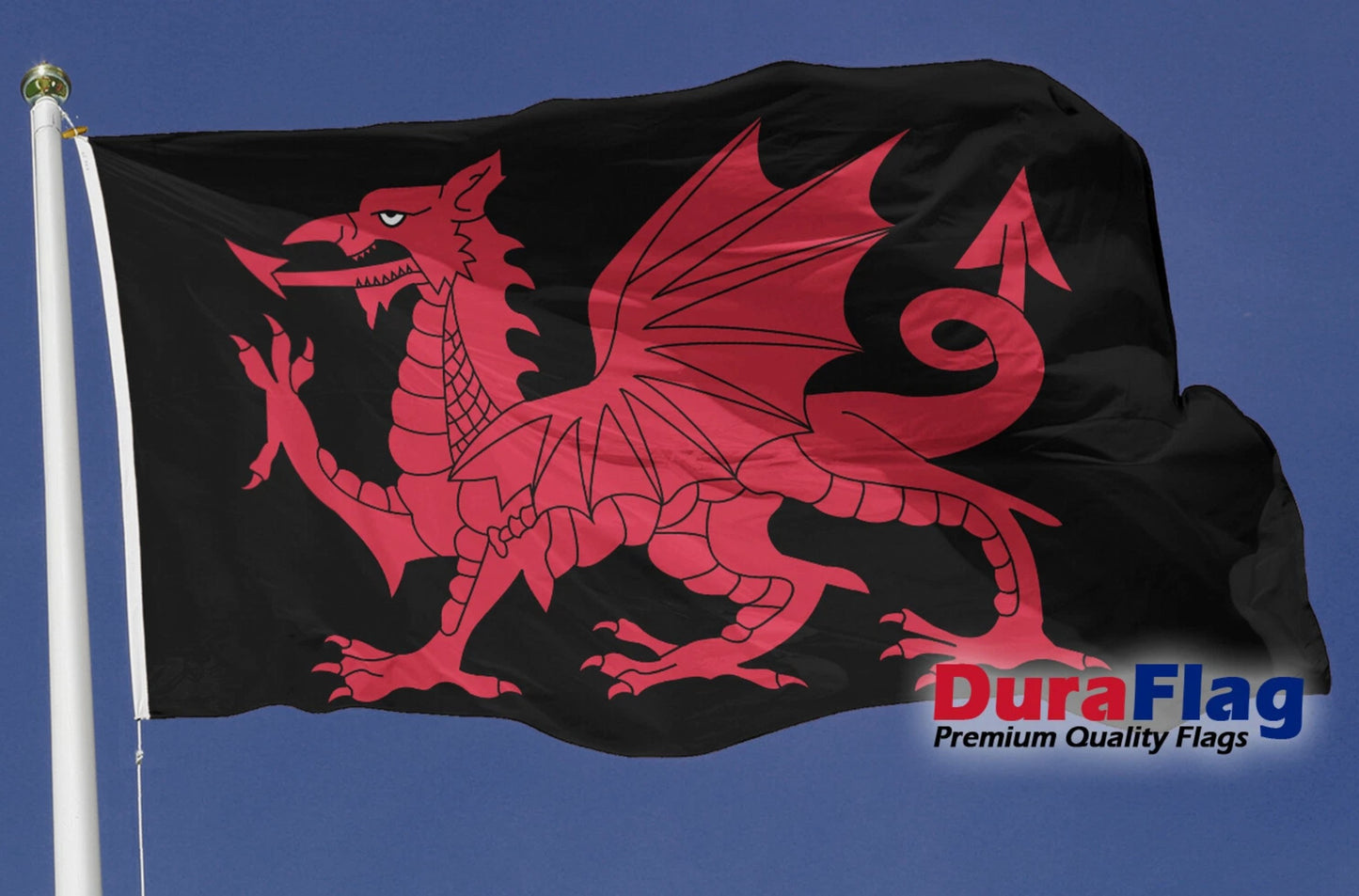 Welsh Dragon Black Courtesy DuraFlag Rope and Toggled (20in x 12in)