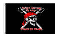 WHAT HAPPENS ON BOARD PIRATE FLAG 150cm x 90cm (5x3 feet)