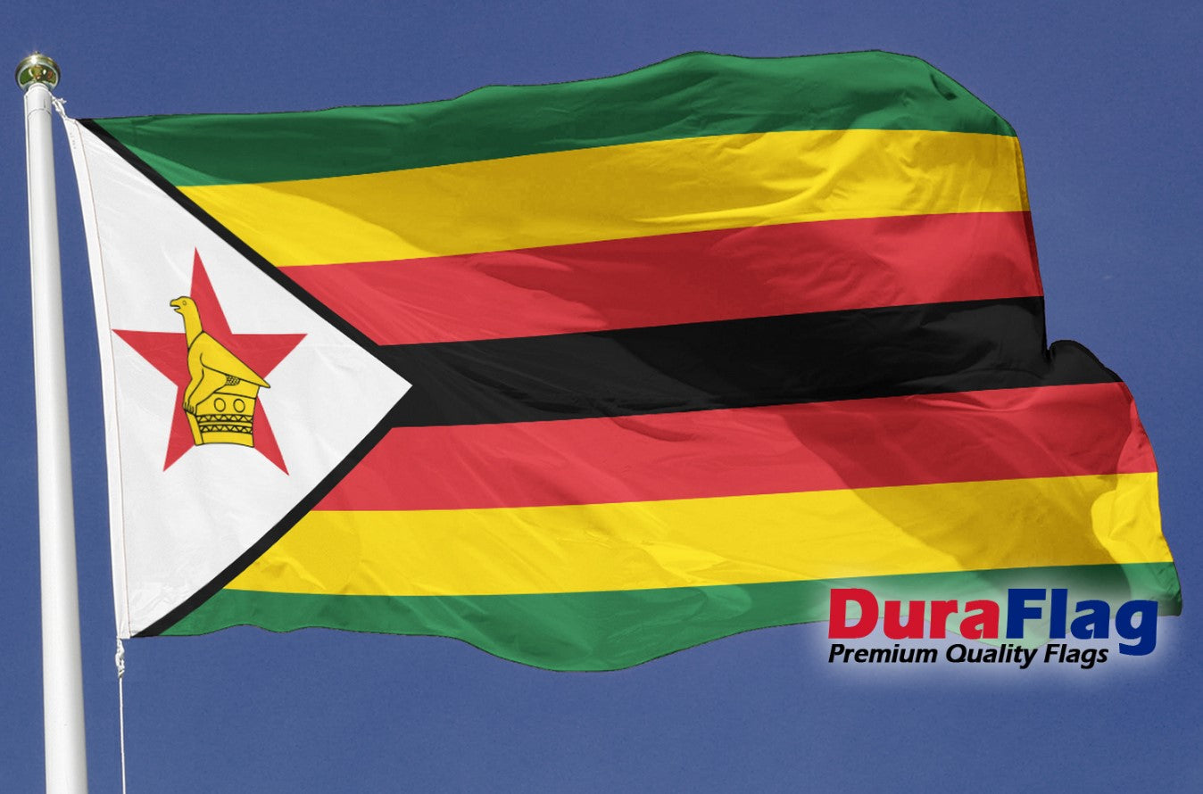 ZIMBABWE 5X3 HIGH QUALITY FLAG (150cm X 90cm) DURAFLAG with CLIPS / HOOKS