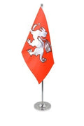 ENGLISH WHITE DRAGON (c) DELUXE SATIN TABLE FLAG 9"X6" CHROME ENGLAND