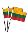 LITHUANIA PACK OF 3 Small Hand Waving FLAGS 6"X4" flags FLAG