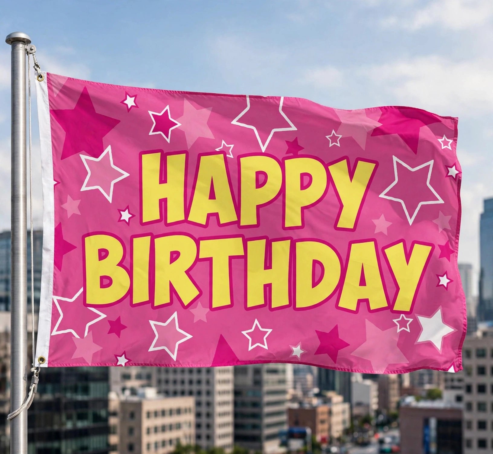 HAPPY BIRTHDAY PINK 5x3 feet FLAG 150cm x 90cm