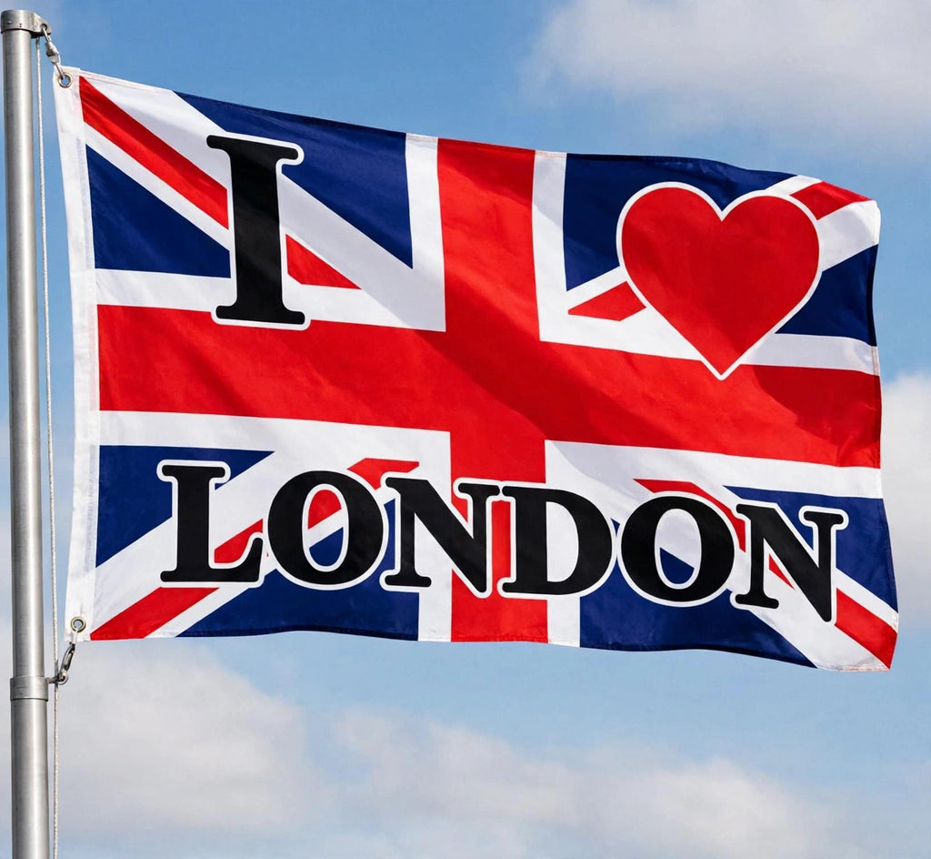 I LOVE LONDON UNION JACK FLAG 5X3 FEET British Great Britain England Cockney