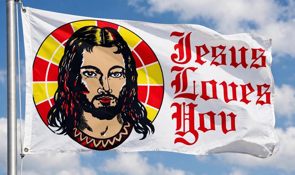 JESUS LOVES YOU FLAG 3X2 Christian religion CATHOLIC