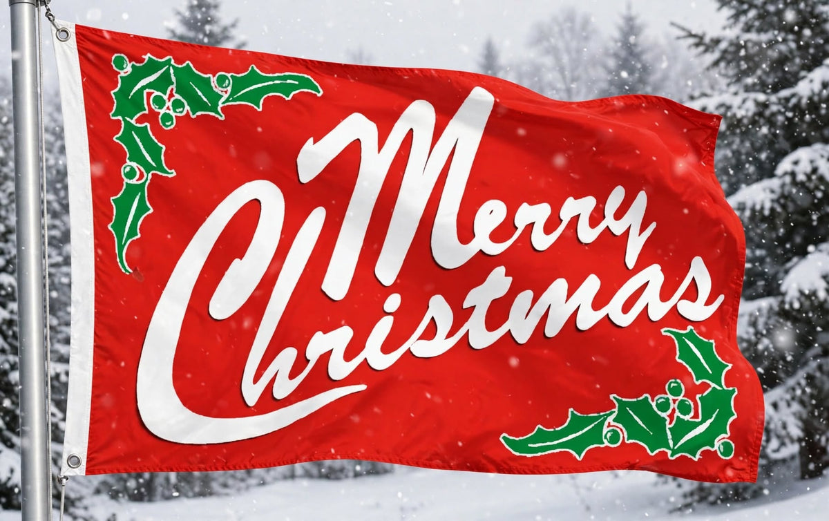 MERRY CHRISTMAS RED 5x3 feet FLAG 150cm x 90cm