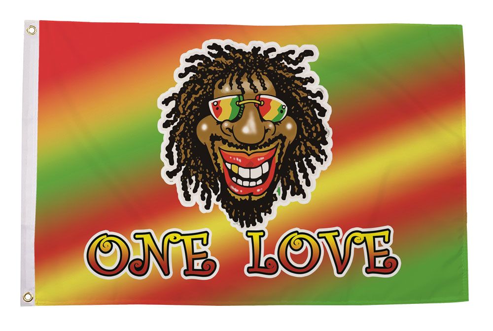 ONE LOVE reggae Rasta 150cm x 90cm 5x3 feet SCREEN PRINTED FLAG