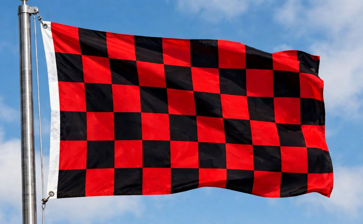 BLACK AND RED CHECKERED 5x3 feet FLAG 150cm x 90cm
