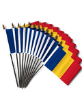 ROMANIA SMALL HAND FLAGS Pack of 12