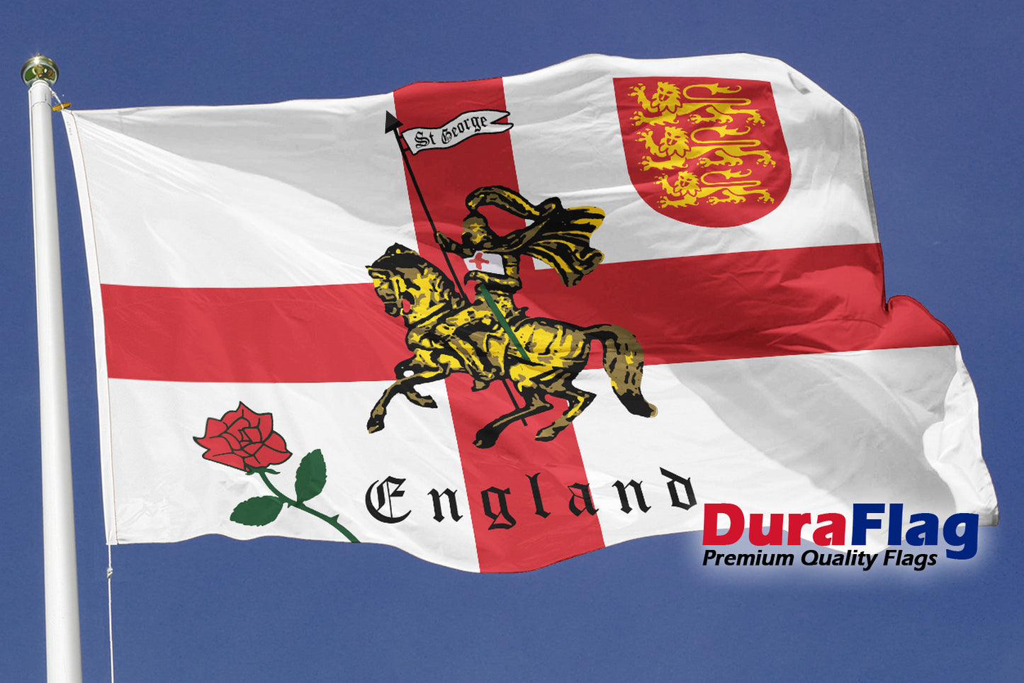 St George Charger Courtesy DuraFlag Rope and Toggled (20in x 12in)