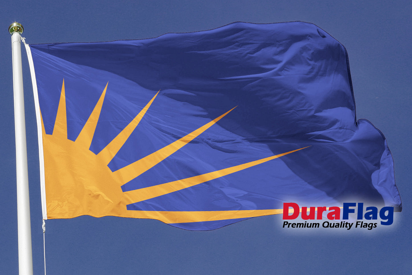 Sunburst Blue/Orange Courtesy DuraFlag Rope and Toggled (20in x 12in)