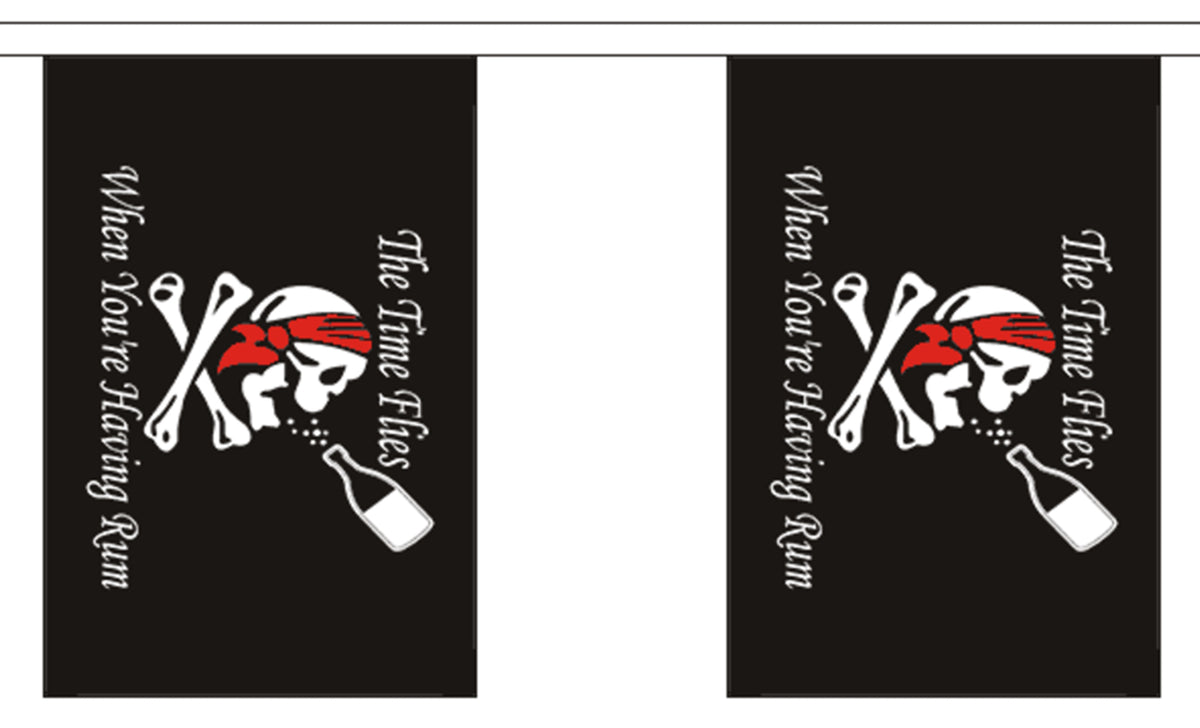 TIME FLIES WHEN YOU'RE HAVING RUM 3 METRE BUNTING 10 FLAGS flag 3M PIRATE
