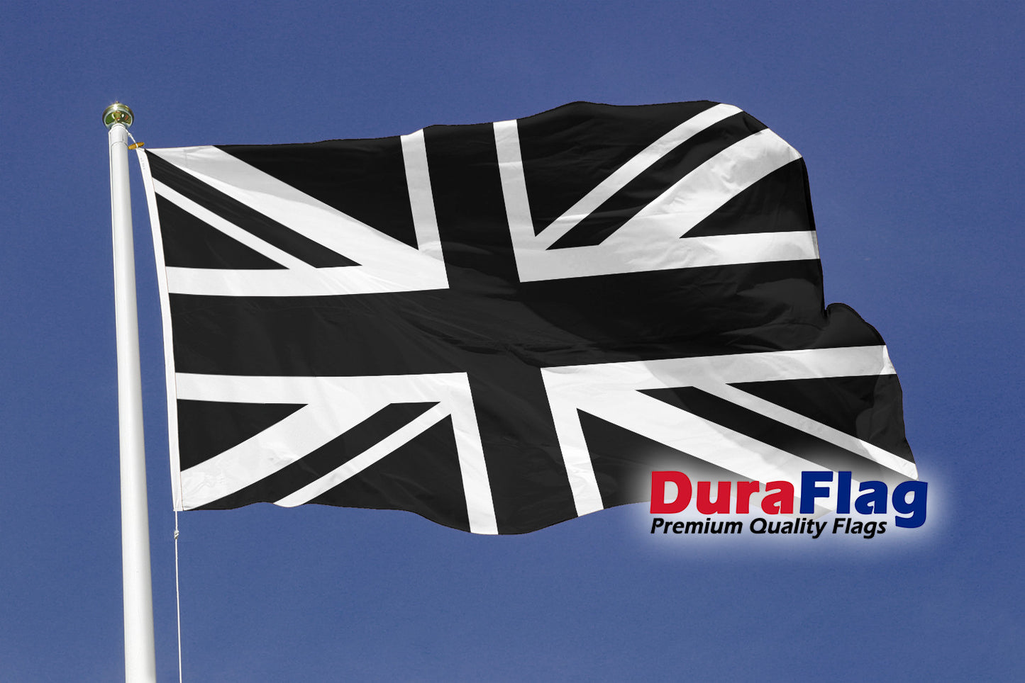 Union Jack Black Courtesy DuraFlag Rope and Toggled (20in x 12in)