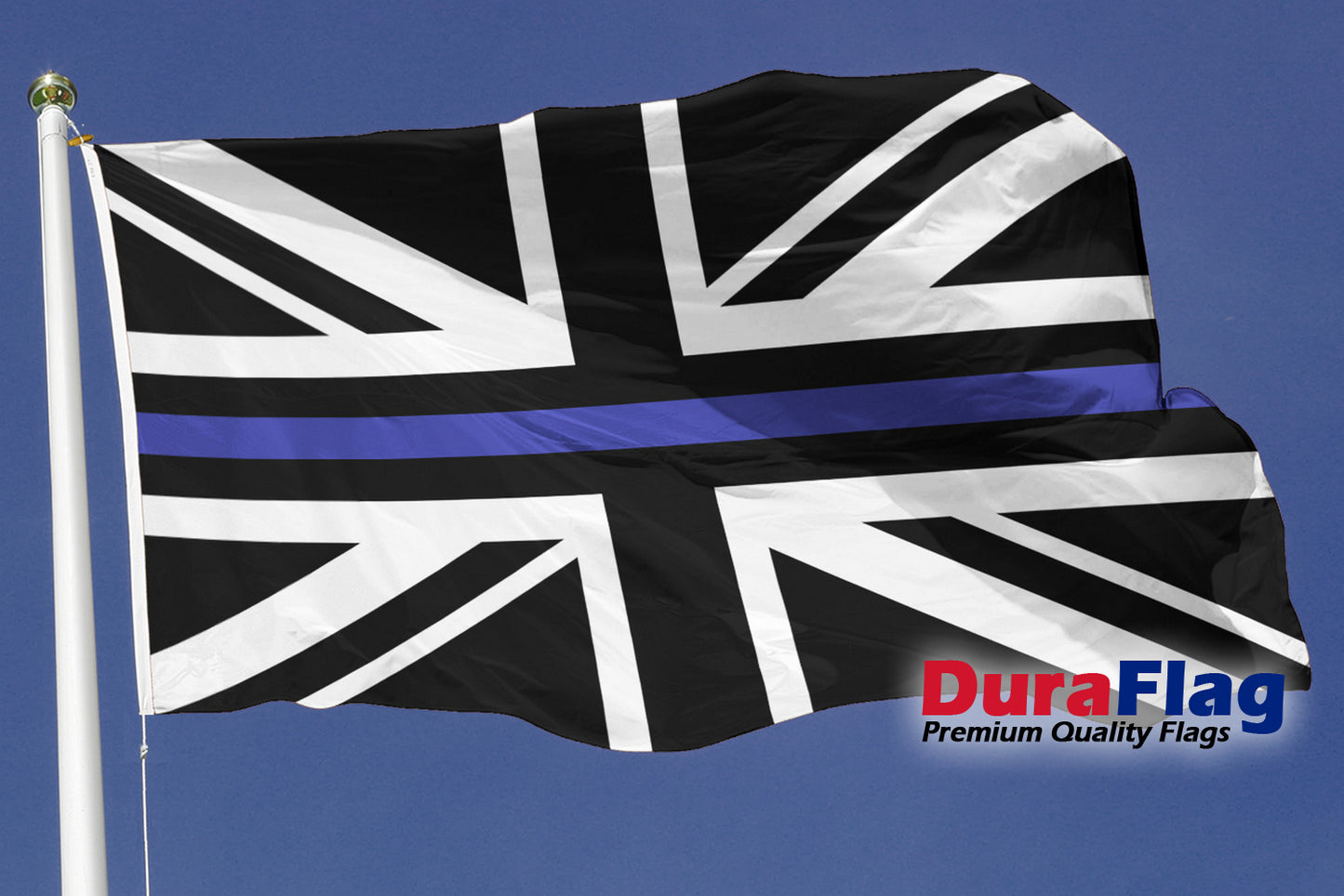 Union Jack Thin Blue Line Courtesy DuraFlag Rope and Toggled (20in x 12in)