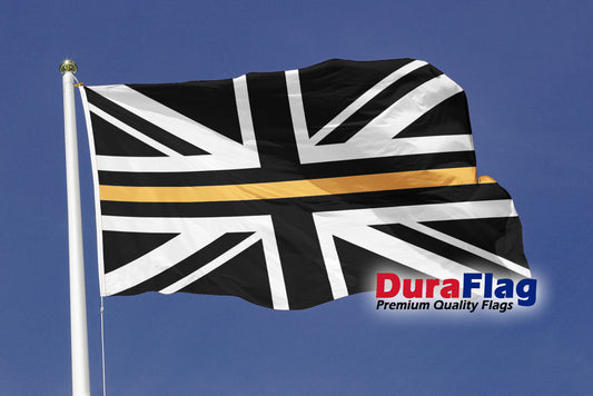 Union Jack Thin Orange Line Courtesy DuraFlag Rope and Toggled (20in x 12in)