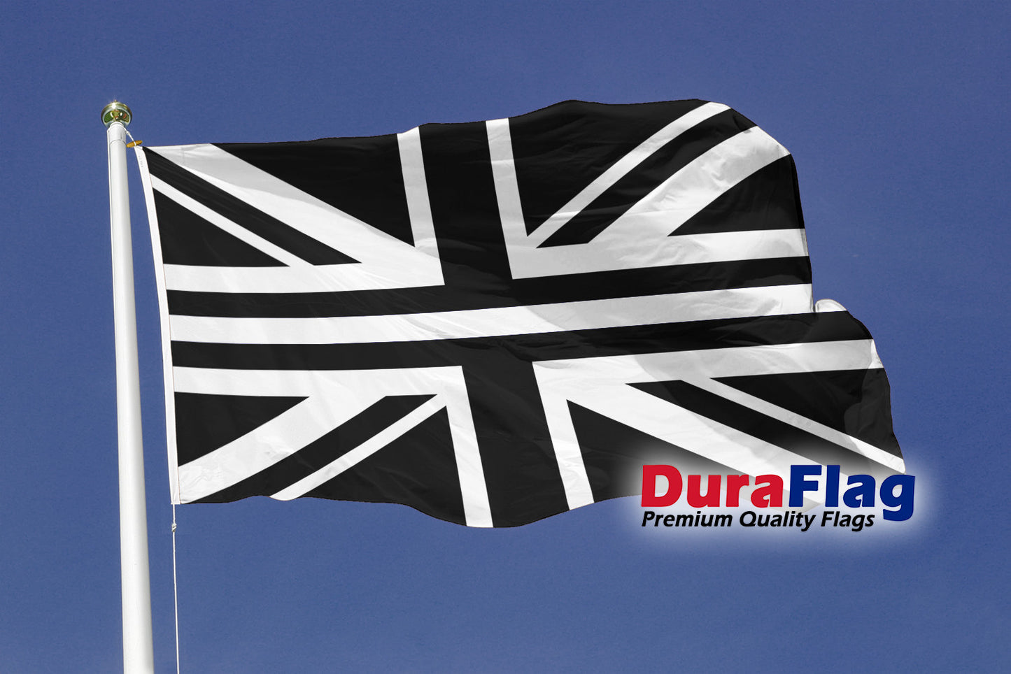 Union Jack Thin White Line Courtesy DuraFlag Rope and Toggled (20in x 12in)
