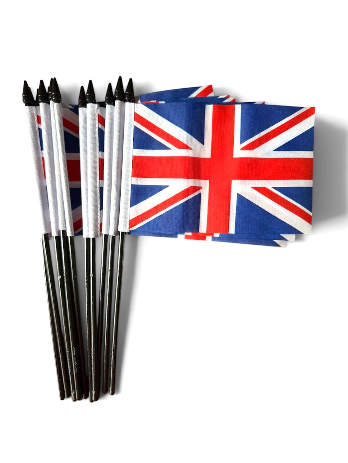 UNITED KINGDOM Union Jack PACK OF 12 SMALL FLAGS flag 6"x4" with 10" pole