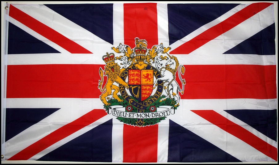 UNION JACK with ROYAL CREST 5x3 feet FLAG 150cm x 90cm MONARCHY ROYALTY