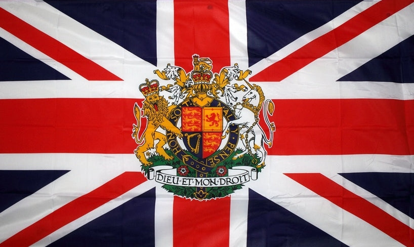UNION JACK with ROYAL CREST 3x2 feet FLAG 90cm x 60cm MONARCHY ROYALTY JUBILEE