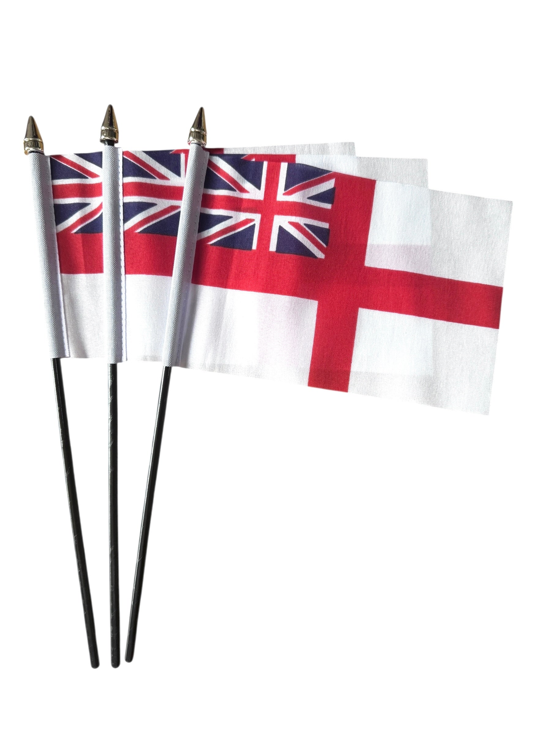 WHITE ENSIGN PACK OF 3 Small Hand Waving FLAGS 6"X4"