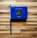 WISCONSIN Small hand waving FLAG 6" X 4" (15cm x 10cm) flags USA STATE